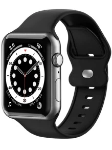 Silicone Watchband Compatible With Apple Watch - Black - View 1