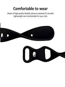 Silicone Watchband Compatible With Apple Watch - Black - View 4