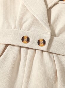 SHEIN 小女童翻蓋細節背心和短褲 - 卡其色 - 查看 4