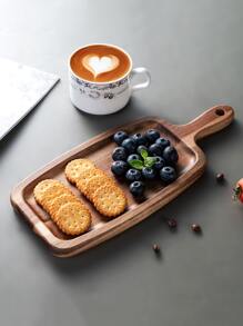 1pc Wooden Tray, Square Shaped Food Holder Plate, For Kitchen, Party And BBQ