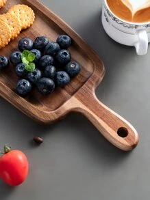 1pc Wooden Tray, Square Shaped Food Holder Plate, For Kitchen, Party And BBQ