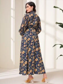 Modelyn 印花燈籠袖洋裝不附腰帶 - 彩色 - 查看 2