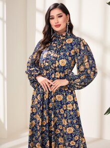 Modelyn 印花燈籠袖洋裝不附腰帶 - 彩色 - 查看 5