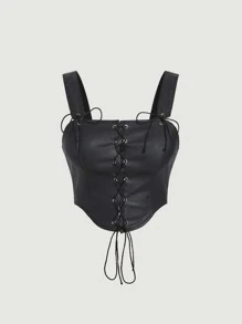 SHEIN ICON Plus Size Summer Cross Strap Tank Top, Women Sexy Top - Black - View 1