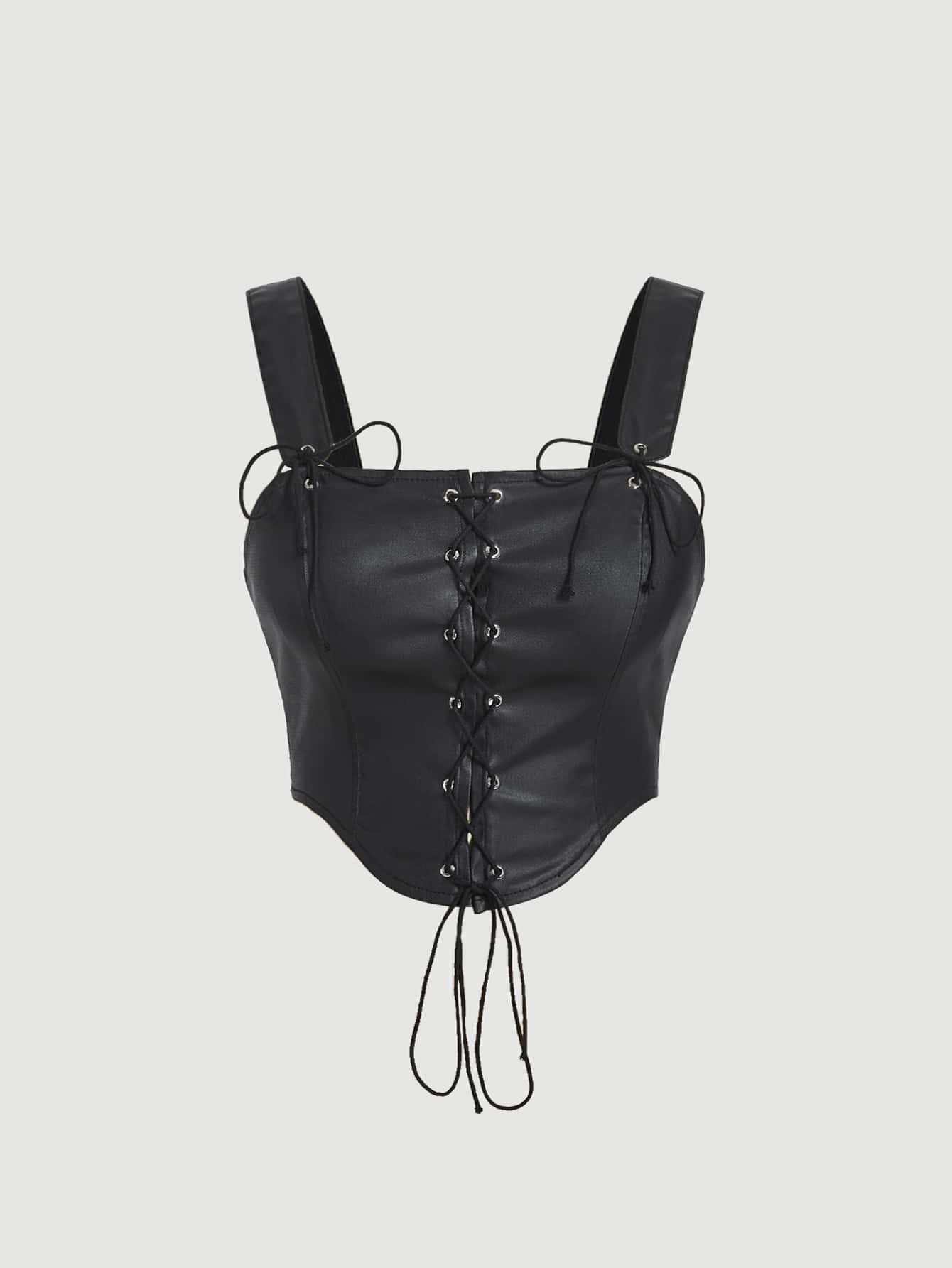 SHEIN ICON Plus Size Summer Cross Strap Tank Top, Women Sexy Top - Black - View 1