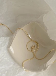 Nooxian Minimalist Chain Necklace - Yellow Gold - View 3
