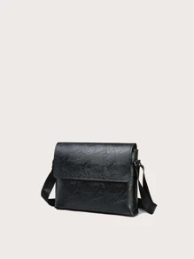 男士简约斜挎包，送给父亲的礼物，手提包书包斜挎包运动包适合高中大学生旅行学院学校 - 黑色 - 查看 8