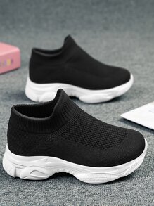 運動老爹鞋男孩針織細節一腳蹬運動鞋