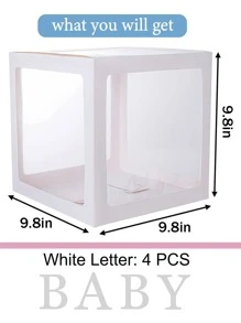 4 cái/bộ Hộp Bóng Giấy & 4 cái/bộ Thư, Hộp Quà Trang Trí Tiệc Rõ Ràng Cho Bữa Tiệc - trắng - Xem 3