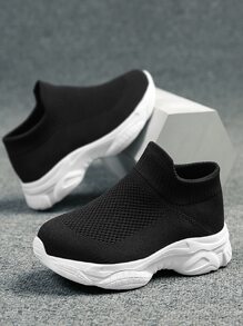 運動老爹鞋男孩針織細節一腳蹬運動鞋