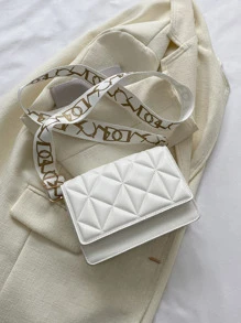 Mini Quilted Flap Square Bag - White - View 7