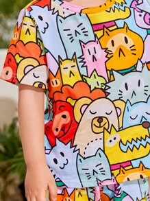 SHEIN 兒童卡通圖形短袖t恤和短褲 - 彩色 - 查看 6