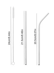 6入組/套不銹鋼吸管帶2入組清潔刷 - 銀色 - 查看 2