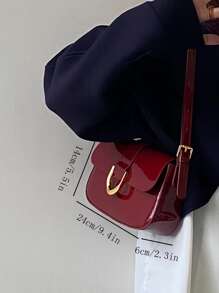 Minimalist Flap Square Bag Solid Color Square Shoulder Bag, All-Match Flap Underarm Wallet For Women, Minimalist Armpit Bag