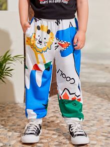 SHEIN 小男童卡通圖案長褲