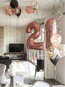 1 个 30 英寸铝膜气球，创意数字形状派对庆祝装饰气球，适合派对使用 - 玫瑰金 - 查看 3