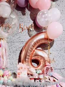 1 个 30 英寸铝膜气球，创意数字形状派对庆祝装饰气球，适合派对使用 - 玫瑰金 - 查看 5