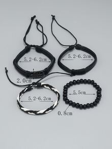 Hombres 3 piezas/set Pulsera con diseño de árbol - Blanco y Negro - Ver 6