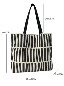 女式帆布手提包時尚布料可重複使用購物袋大號女士單肩購物包學生手提包書包適合畢業生、青少年女孩、新生、大二、初中和高中學生、大學和高中，非常適合戶外、旅行和返校