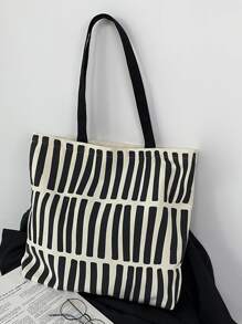 女式帆布手提包時尚布料可重複使用購物袋大號女士單肩購物包學生手提包書包適合畢業生、青少年女孩、新生、大二、初中和高中學生、大學和高中，非常適合戶外、旅行和返校