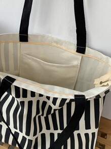 女式帆布手提包時尚布料可重複使用購物袋大號女士單肩購物包學生手提包書包適合畢業生、青少年女孩、新生、大二、初中和高中學生、大學和高中，非常適合戶外、旅行和返校