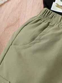 SHEIN Đứa bé trai Camo Đồ họa Chữ cái Áo thun & Túi có nắp Quần Cargo - Nhiều màu - Xem 5