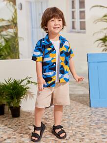 SHEIN Toddler Boys Allover Print Shirt - Multicolor - View 3
