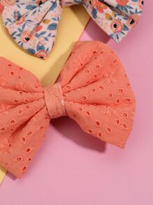 2个少女花卉图案蝴蝶结装饰鳄鱼夹 - 彩色 - 查看 3