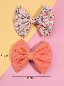2个少女花卉图案蝴蝶结装饰鳄鱼夹 - 彩色 - 查看 5
