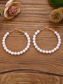 Đồ trang trí Ngọc Trai giả Vòng khuyên tai - trắng - Xem 1