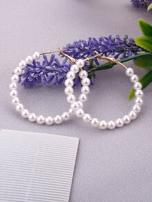 Đồ trang trí Ngọc Trai giả Vòng khuyên tai - trắng - Xem 2