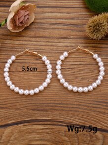 Đồ trang trí Ngọc Trai giả Vòng khuyên tai - trắng - Xem 3