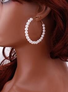 Đồ trang trí Ngọc Trai giả Vòng khuyên tai - trắng - Xem 4