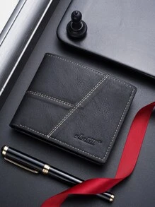 SHABILI 男士字母壓紋短皮夾 - 黑色 - 查看 1