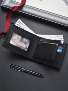 SHABILI 男士字母壓紋短皮夾 - 黑色 - 查看 4