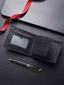 SHABILI 男士字母壓紋短皮夾 - 黑色 - 查看 5