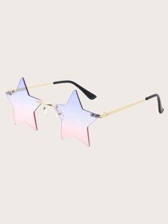 1 件女士金属框架不对称形状装饰时尚眼镜适合户外旅行和摄影