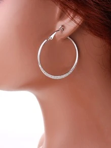 3對/套扭結細節圓耳環 - 銀色 - 查看 4