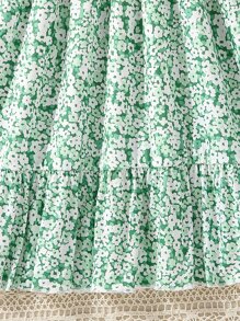 SHEIN 女孩碎花泡泡袖荷葉邊繫腰帶洋裝