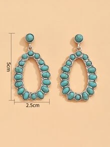 Pendientes con gota de agua con diseño de turquesa - Plata antigua - Ver 5