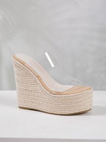 Beliebte bequeme Seil-Plateauschuhe für Damen, modisch vielseitig für Lässig-Urlaubs-Looks, Frühling Sommer Outfits - Transparent - Übersicht 3