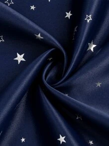 1入組聚酯纖維銀星印花窗簾，遮光與隔音遮光窗簾，適用於臥室、客廳，具節日氛圍 - 藏蓝色 - 查看 6