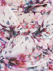 SHEIN BAE Vestido ajustado con estampado floral fruncido - Multicolor - Ver 8