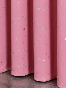 1 Máy Tính In Hình Ngôi Sao Polyester Bạc Dập Nổi Mất Điện Màn Che Cửa Sổ Cho Phòng Ngủ Phòng Khách, Trang Trí Lễ Hội - Hồng - Xem 2