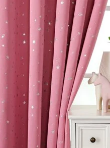 1 Máy Tính In Hình Ngôi Sao Polyester Bạc Dập Nổi Mất Điện Màn Che Cửa Sổ Cho Phòng Ngủ Phòng Khách, Trang Trí Lễ Hội - Hồng - Xem 3