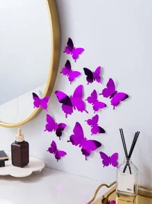 12入組3d鏡面蝴蝶牆貼 - 紫色 - 查看 6