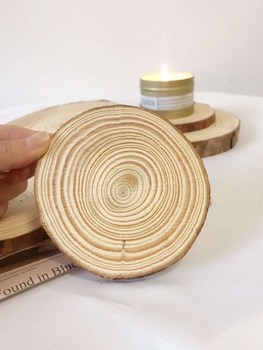 4入組木頭圓形藝術擺件 - 杏色 - 查看 1