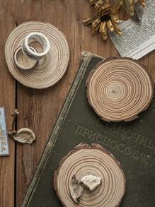 4入組木頭圓形藝術擺件 - 杏色 - 查看 2