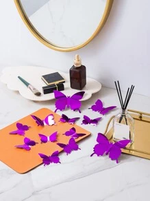 12入組3d鏡面蝴蝶牆貼 - 紫色 - 查看 7