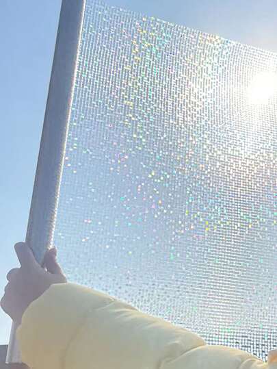  1 Roll 3D Laser Holographic Window Film, Rainbow Mosaic Effect Static Cling Privacy Window Sticker, Colorful Glass Window Decal, 17.73 Inch Wide, Suitable For Living Room, Christmas Party, LPS Christmas Backdrop